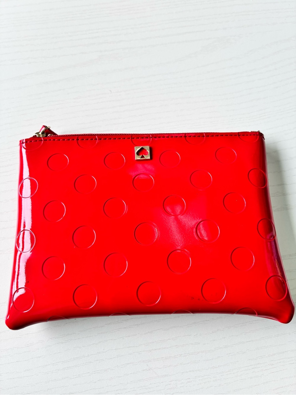 kate spade Red Patent Polka Dot Zip Pouch